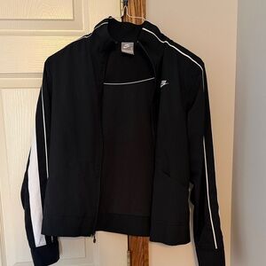 Nike Black Full-Zip Track Jacket with White Piping